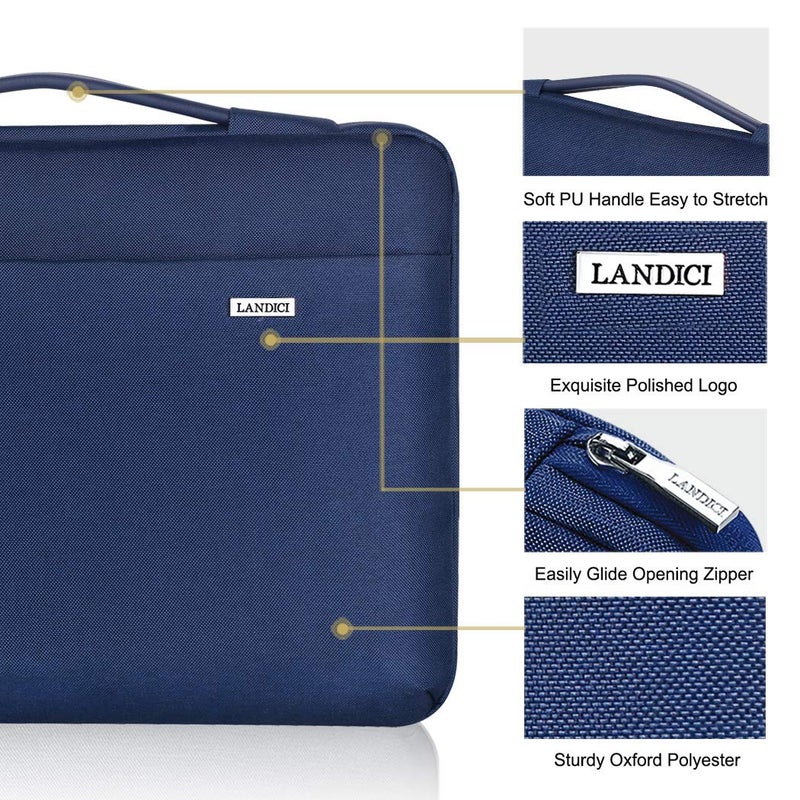 LANDICI 360Â°Laptop Sleeve Case 15.6 16 Inch Compatible with MacBook Pro 16 M1/M2/M3/M4 2019-2025, 15.6-16â€ Hp Dell Lenovo Acer Asus, Waterproof Computer Bag Cover with Handle, Blue - Image 4